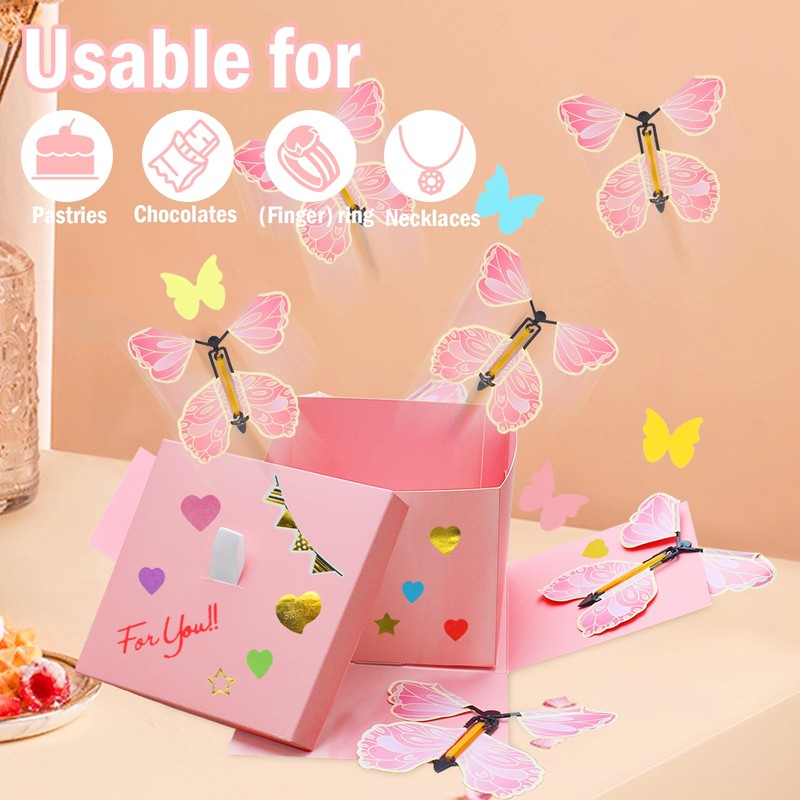 TUSAUW Butterfly Explosion Gift Box, DIY Flying Butterfly Surprise Box