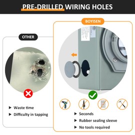 BOYISEN 30 Amp Generator Inlet Box, Pre-Drilled NEMA L14-30P Power Inlet Box with LED Indicator for 4-Prong Generator Cord, 125/250V 7500W 30a Power Inlet Box, Weatherproof for Outdoor Use, ETL Listed