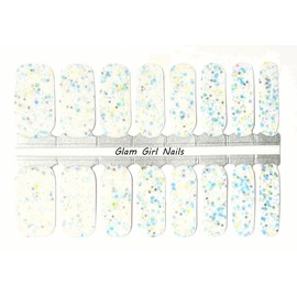 Glam Girl Nails White Chunky Glitter Nail polish strips / Nail Wraps / Nail Stickers