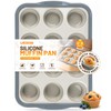 Silicone Muffin Pan, 12 Cups Non-Stick Cupcake Pan, Food-Grade BPA-Free
