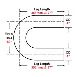 FGJQEFG 4 Inch 180 Degree DIY Custom Mandrel Exhaust Pipe Tube Pipe, T304 Stainless Steel, Universal Fit, 28 Inch End to End Length, 4'' OD Mandrel Bend Pipe 2PCS