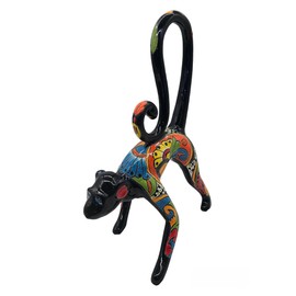 Talavera Pottery Store Attacking Monkey Hand Painted Indoor Outdoor Multi Colored Figure Glazed