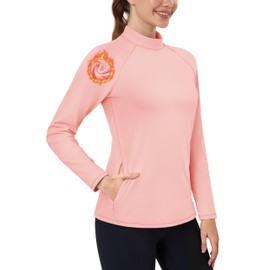 TACVASEN Women's Thermal Shirts Mock Turtleneck Fleece Lined Long Sleeve Underwear Workout Base Layer Pullover Tops Light Pink S