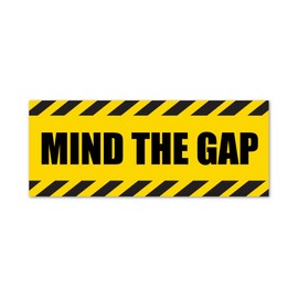 Pack of Two MIND THE GAP- HAZARD WARNING STICKER - HEALTH & SAFETY SIGNS BUSINESS 200mm by 80mm Each