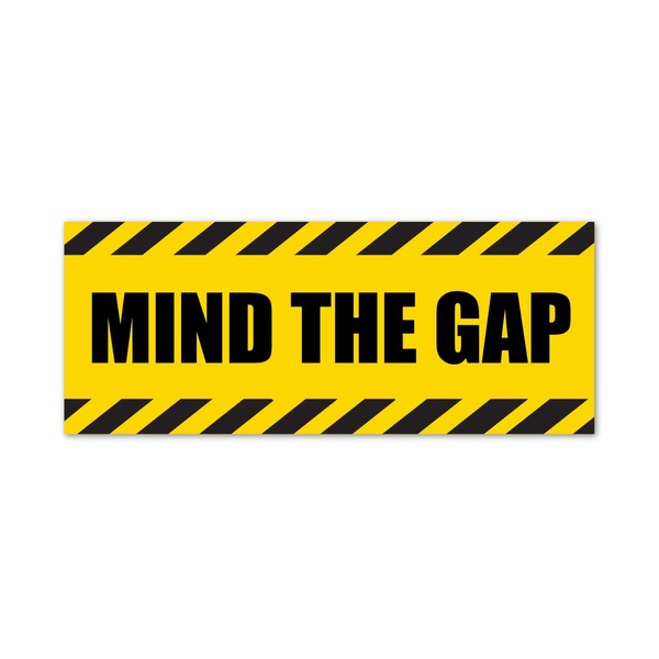 Pack of Two MIND THE GAP- HAZARD WARNING STICKER -