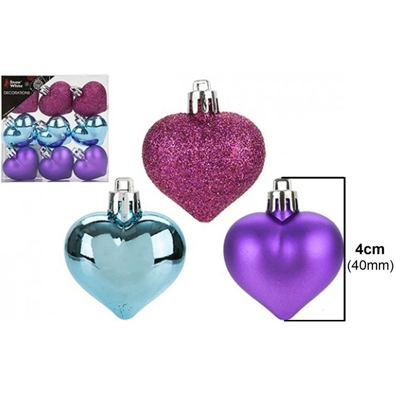 Baubles Christmas Decorations (9pc Heart Baubles)