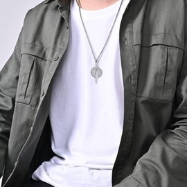 VENACOLY Viking Sword Necklace Sterling Silver with Compass Norse Viking Compass Pendent Jewelry for Men Women