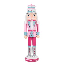 IMIKEYA 14 inch Pink Wooden Nutcracker: Christmas Nutcrackers Figures Pink Nutcracker Soldier Traditional Christmas Nutcracker Ornament Nutcracker Figures for Festival Party Christmas Decorations