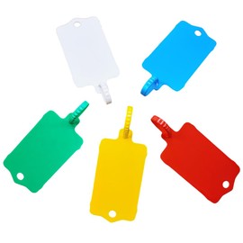 100pcs Reusable Blank Plastic Tags Ties Key Tags 1.45"*2.48" Serrated Tension Sealing Strap with Large Label Plastic Tie Mark Label Waterproof Hang Sign Write on Tag (5 Colors Mixed, 100pcs)