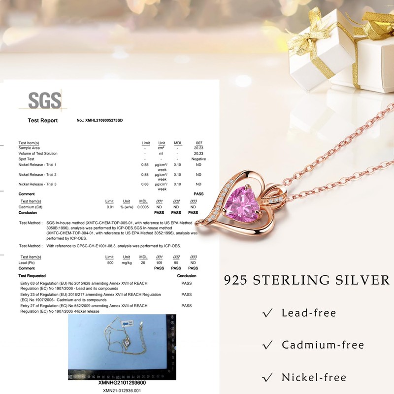 LAVUMO Heart Necklace for Women 925 Sterling Silver Love Cubic