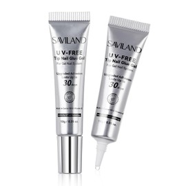 SAVILAND ADVANCED U V FREE NAIL GLUE GEEL: Press-On Gel Nail Glue Set of 2 30 Day Long Lasting Nail Gel Glue Set Strong Gel Glue Castor Oil & VE, For Pastel Nails, Quick Dry