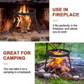 CALCHELE Campfire Tripod for Cooking, Heavy Duty Campfire Cooking Equipment, Outdoor Fire Pit Stand, Portable Cast Iron Camping Open Fire Tripod Grill for Cooking Dutch Oven, Lodge, Firepit