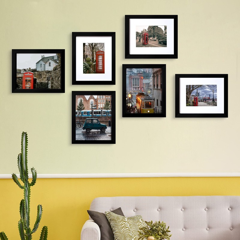 BESCRCL 8x10 Picture Frame Black Set of 6, Display Pictures