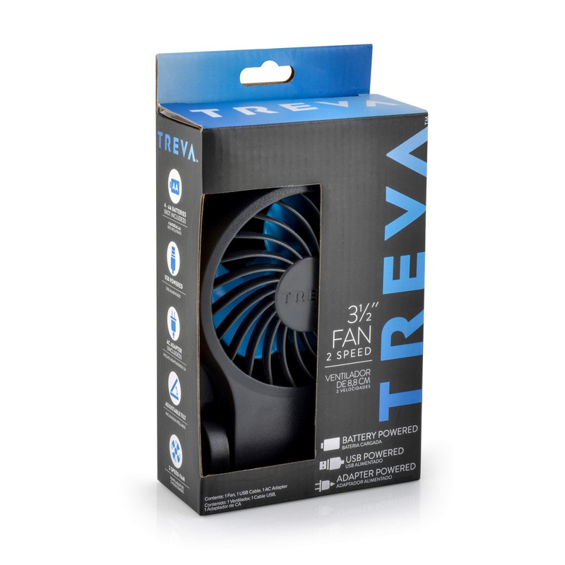 Treva 3.5 Inch Portable Desk Fan with USB Port -