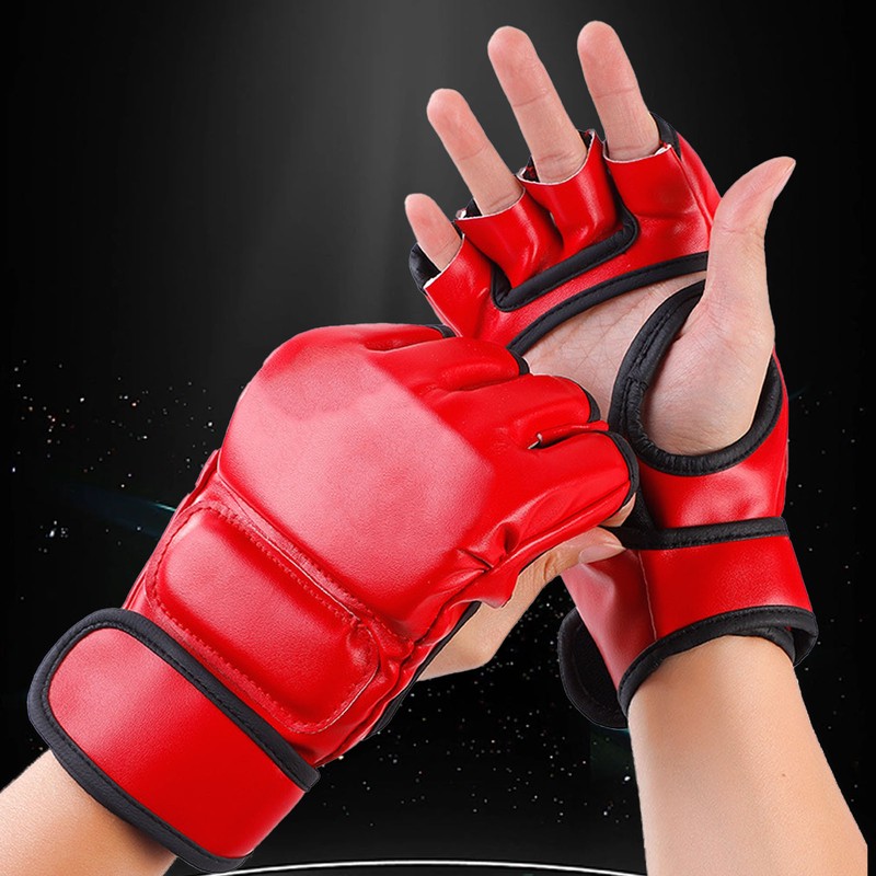 Adult Boxing Gloves Half Finger Open Palm Gloves for Kickboxing