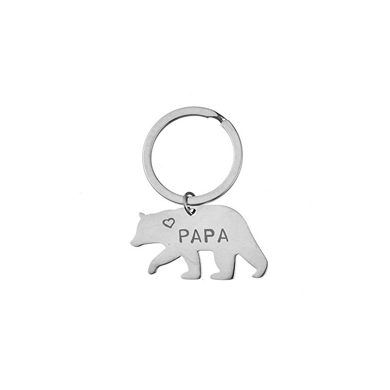 Meiligo Silver Bear Keychain for Men, Husband, Dad