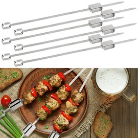 Rosenstein & Söhne Skewers for grilling: Set of 6 XXL stainless steel barbecue skewers with sliding mechanism, each 34 cm (grill rotisserie spit, stainless steel grill rotisserie spit, fire bowl)