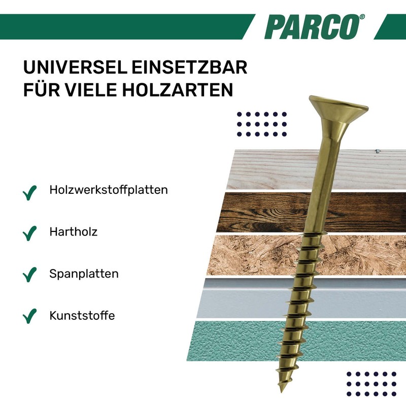 Parco Chipboard Screws with Countersunk Head, 1094x70