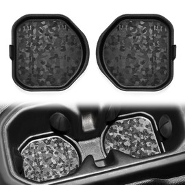 Cup Holder Coaster for 2018-2024 Jeep Wrangler JL JLU 4XE/Gladiator JT Cup Holder Insert Mat Pad Non-Slip Liner Interior Accessories (Front)