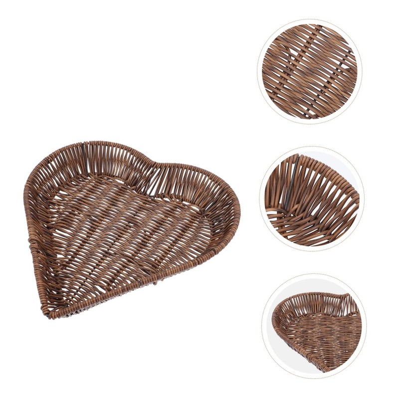 Mikinona 1Pc Natural Woven Rattan Fruit Basket Creative Tabletop Snack