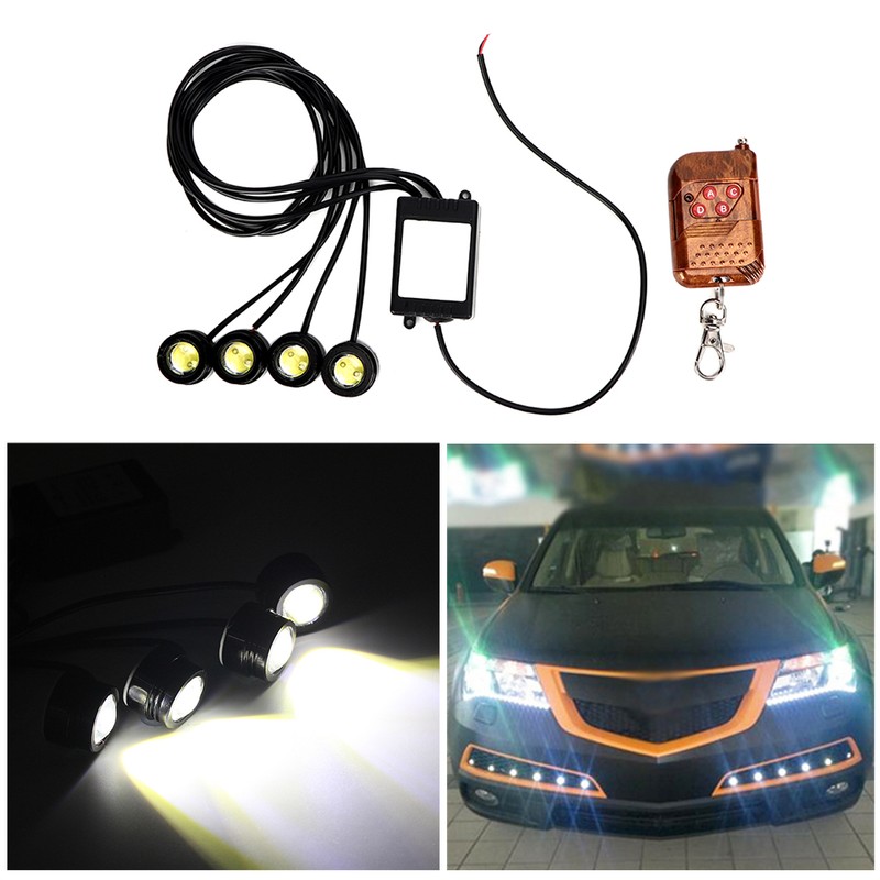 12V 6W 4in1 LED Eagle Eye Emergency Strobe Lamp Wireless