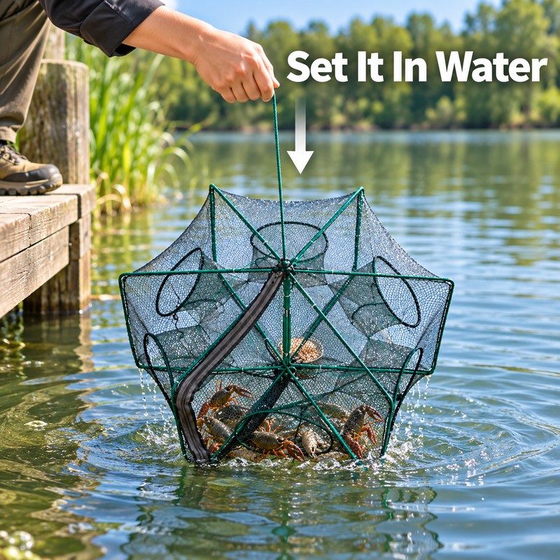 6 Hole Folding Fishing Trap Net 40CM 50CM 60CM –