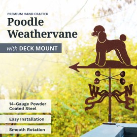 EZ Vane Steel Poodle Weathervane 21” Height, Includes Metal Deck Mount, Wind Cups & Brackets | Hand-Crafted and Family-Owned, Made in The USA with Triple Powder Coating, Limited
