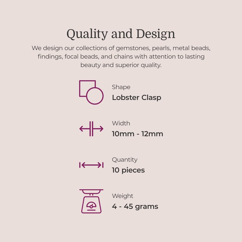 12mm Copper Plated Lobster Clasp 10 Pieces