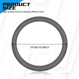 Ongfuwu Car Steering Wheel Cover, Anti-Slip Silicone Car Steering Wheel Protector, Auto Steering Cover Universal Fits 12.6-15.7 Inch, Vehicle Interior Accessories for Car SUV Truck Van (Gray)