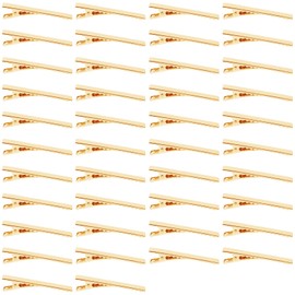 Samcos 50pcs Hair Clip Clip Base Metal Parts Hair Clip Hair Pin DIY Handmade Hair Accessories Decor Material Adult Commercial Craft Supplies (Gold Approx. 2.6 inches (6.6 cm)