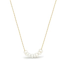 Altitude Boutique Freshwater Pearl Necklace for Women | Cultured White Pearl Chain Necklace | 18K Gold or Silver Plated Stainless Steel Chain, Waterproof, Hypoallergenic, Classic Design (Gold)