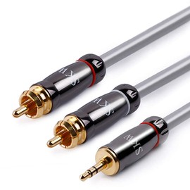 SKW Entry Level 3.5 mm Jack to 2 RCA Y Splitter Stereo Audio Cable (3 m, Grey)
