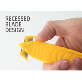 T TOVIA Safety Box Cutter Knife of Recessed Concealed Stainless Steel Blade, Package Opener Plastic Cutter for Box, Carton, Shrink Wrap, Plastic Straps, 5pcs 5colors