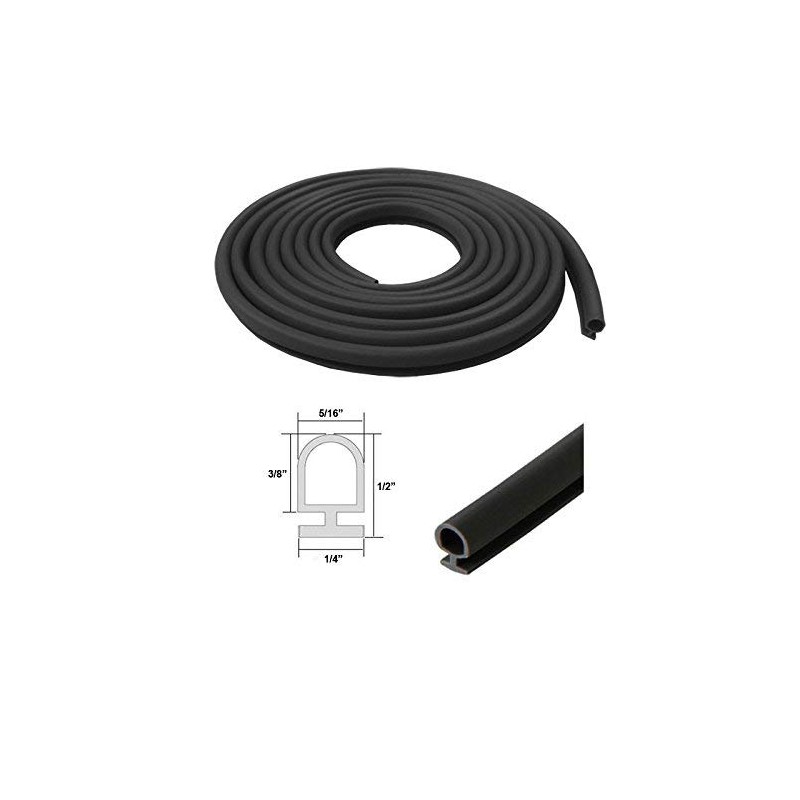 Black Bulb Type Gasket Weatherstrip, 5/16" Width, 1/4" Backing -