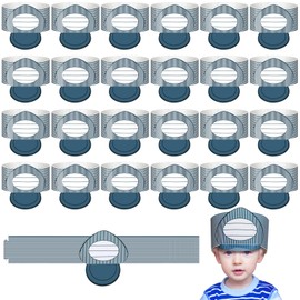 Jecery 24 Pcs Christmas Polar Train Party Favor Polar Conductor Paper Hat Engineer Hats Conductor Cosplay Costume Accessory(You Can DIY Your Own Name) Blue, White