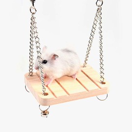 ANCLLO Wooden Hamster Swing Swing Hanging Accessories for Squirrels Gerbils Mice Rats