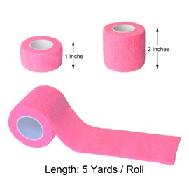 FEILIBAY 10 Pack Cohesive Bandage Wrap Self Adherent Vet Tape for Pets, Elastic Self Adhesive Wrap for Sports, Finger, Wrist, 2 Size (8Pack 2'' and 2Pack 1''), Pink