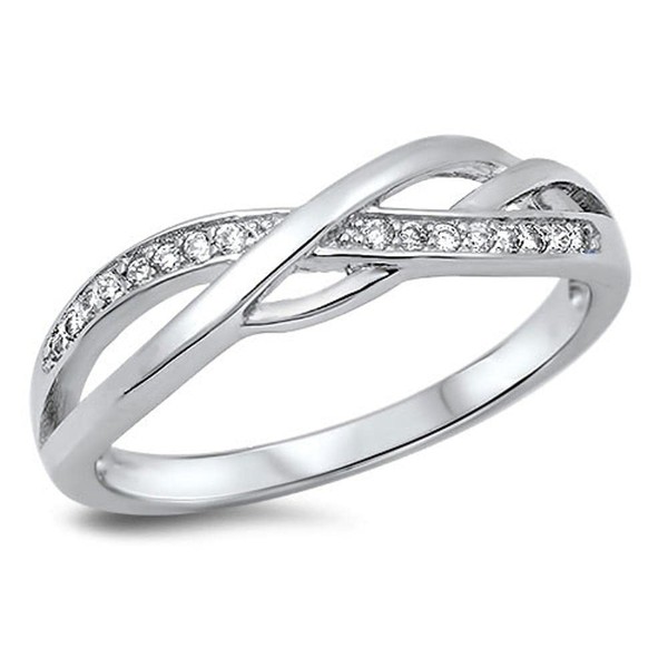 Infinity Knot White CZ Promise Ring New .925 Sterling Silver