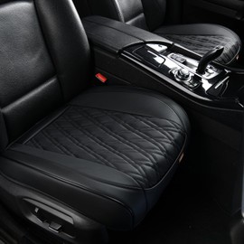 TIEHESYT Black Leather Seat Covers for Cars, 2PCS Seat Cover Front Bottom Seat Cushion Cover, Universal for Most Vehicles, Automotive Interior Seat Protector, Car Seat Cover for Men and Women