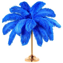 Retrowavy 30 Pcs 14-16 Inches Large Natural Ostrich Feathers Bulk for Centerpieces for Wedding Party Centerpieces Home Decoration Flower Arrangement (Royal Blue)