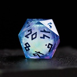 HEIMDALLR Liquid Core Dice Set with First Ever LED Display Case - 7-PC Hand-Painted Sharp Edge DND Dice Set with Gift Dice Box - Resin Dungeons and Dragons Dice Set (D&D Dice Set) (Aurora)
