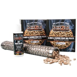 A-MAZE-N Smoke Choice BBQ Pellets, Starter Gel Combo Pack, 12" Oval Tube Smoker, 2lbs of Apple & Pitmaster C