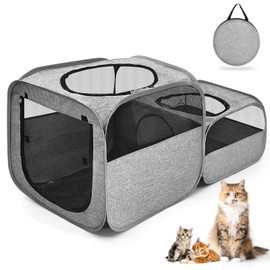 Tailtastic Large Outdoor Cat Playpen, Foldable 2-in-1 Zone Waterproof Cat Enclosure Puppy Pen for Outdoor Use, Portable Pet Playpen with Soft Sides, Great for Gardens, Camping, Backyard