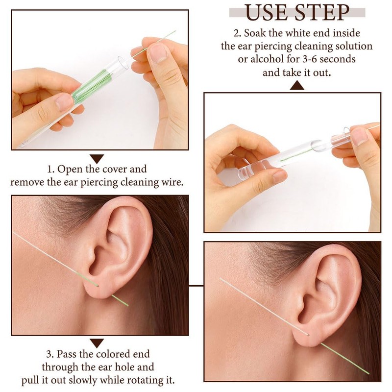 Ear Piercing Cleaner Floss,Ear Hole Cleaner,Ear Piercing Cleaner,180PCS Piercing Cleaner