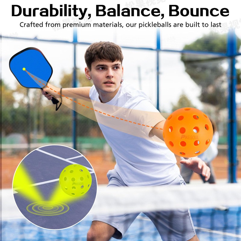 PIKESOUL Pikleball Balls, 12 Pack of 40 Hole Outdoor Pickleball