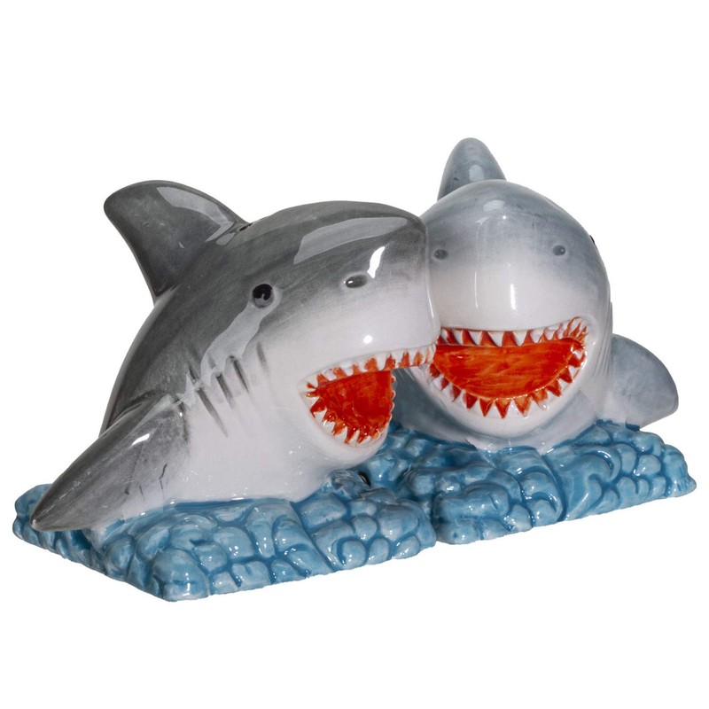Sharks Ceramic Magnetic Salt and Pepper Shaker Set