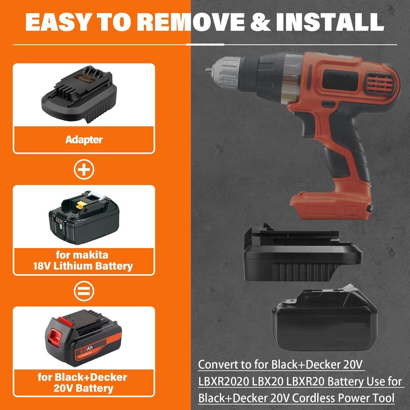 TPDL Adapter for Black and Decker 20V Cordless Tools Fits