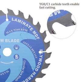 Kozelo 2pcs Circular Saw Blade - [6-1/2 Inch x 24 Teeth x 5/8 Inch Arbor] Tungsten Carbide Tipped Table Miter Saw Blades with 5/8 Inch to 1/2 Inch 3/8 Inch Washer Adapters | Blue