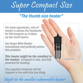 FUMAK Super Mini Aquarium Heater 20W Betta Heater Adjustable Submersible Fish Heater Small Fish Tank Heater Turtle Heater with Digital Display Thermostat, for 2-4 Gallon Tanks