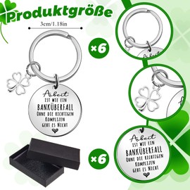 Tenare 6 Key Rings for Colleagues with 6 Black Gift Boxes Thank You Gifts for Employees Job Change Leaving Gift Retirement Gift for Work Colleagues, silver